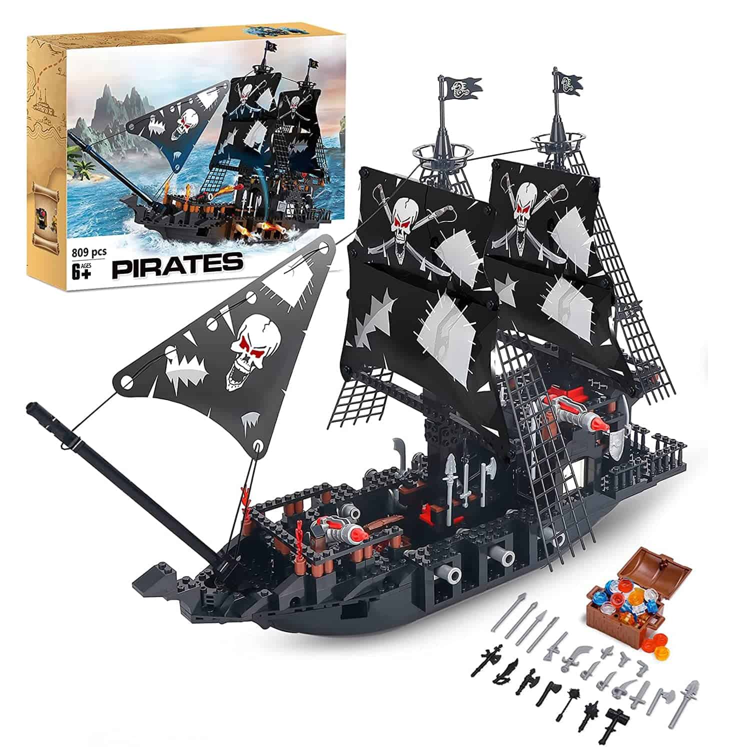 Set de Construcción de Barco Pirata Negro BRICK STORY de