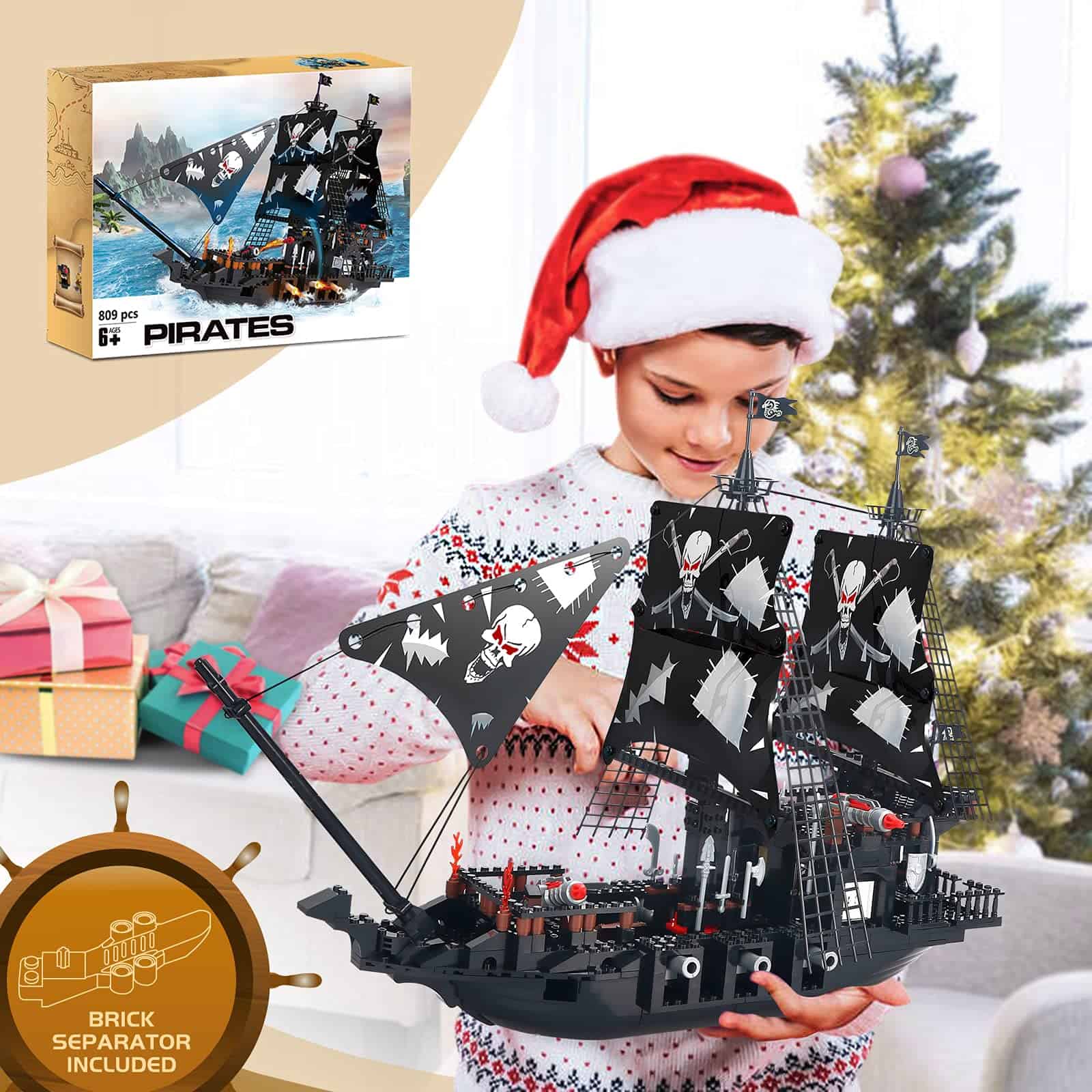 Set de Construcción de Barco Pirata Negro BRICK STORY de - Imagen 6