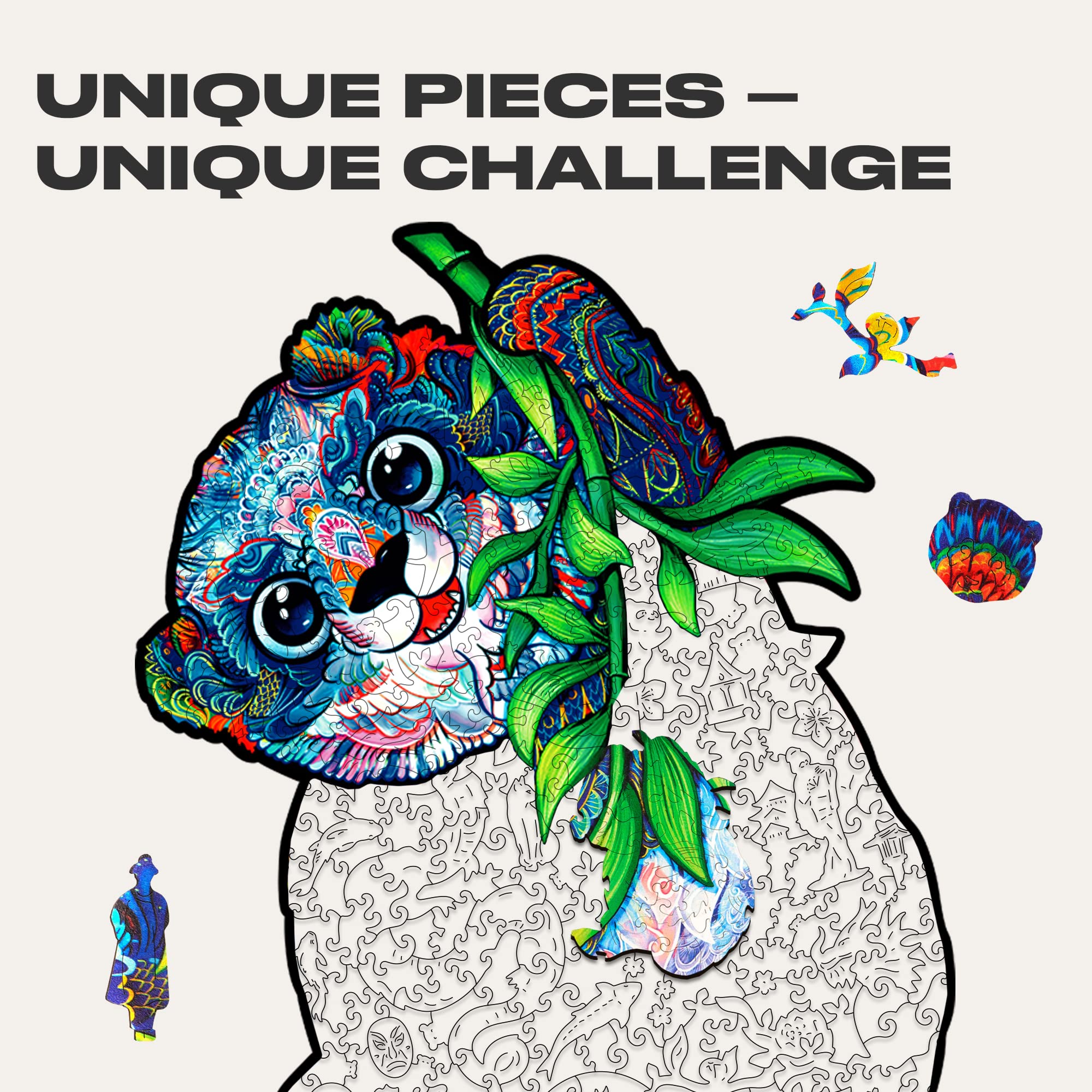 Rompecabezas de Madera Original UNIDRAGON - Panda Serio, - Imagen 9