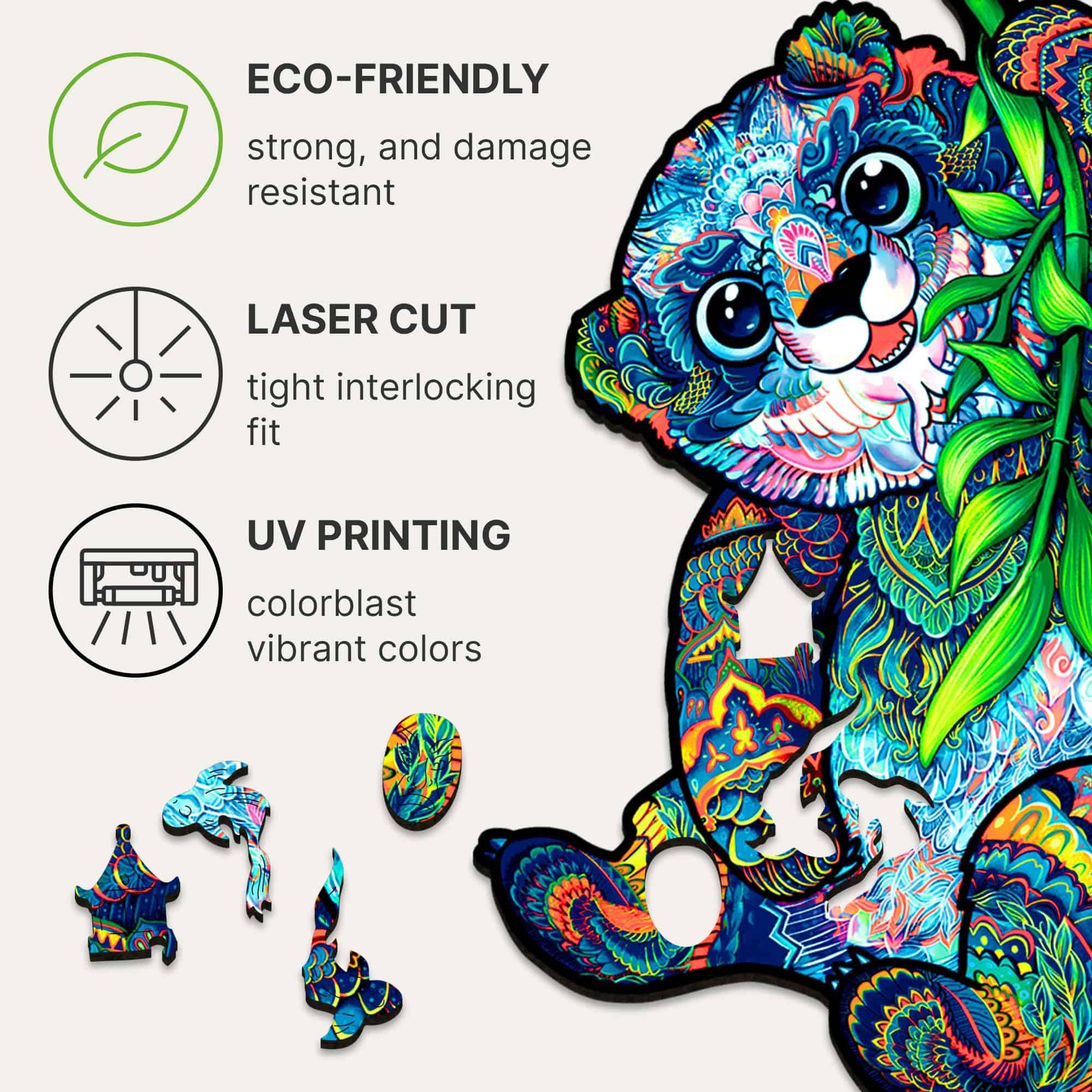 Rompecabezas de Madera Original UNIDRAGON - Panda Serio, - Imagen 10