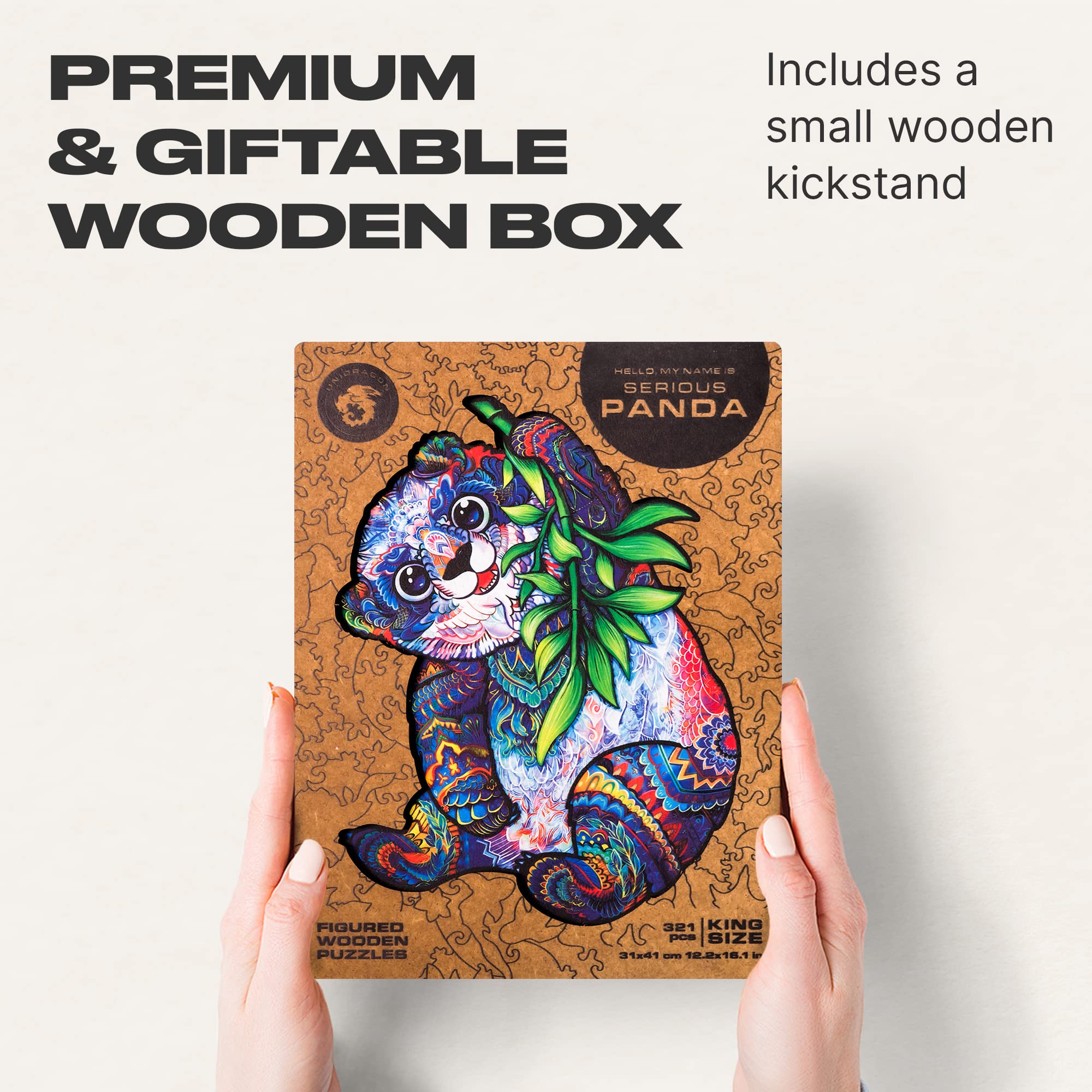 Rompecabezas de Madera Original UNIDRAGON - Panda Serio, - Imagen 5