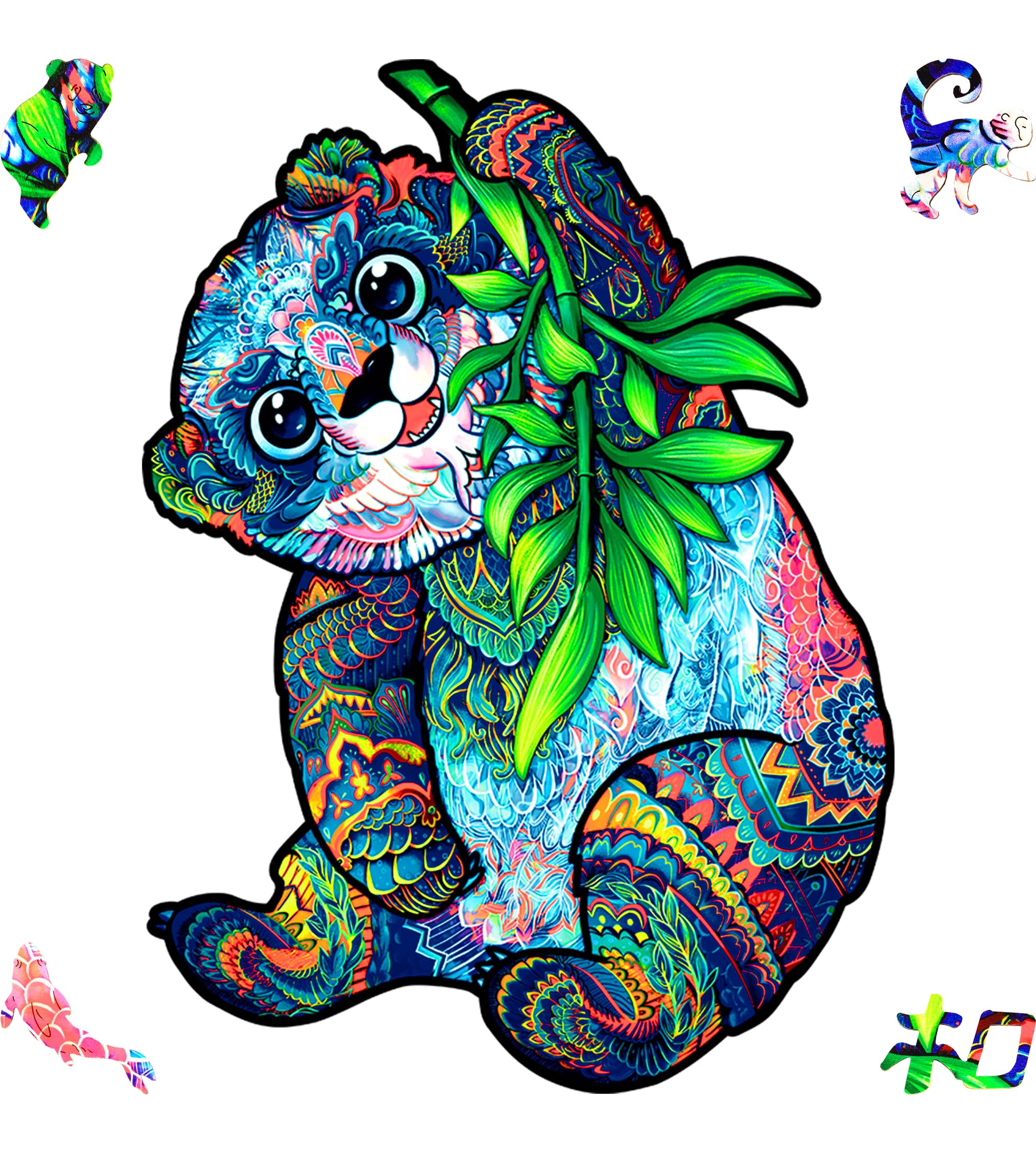 Rompecabezas de Madera Original UNIDRAGON - Panda Serio,