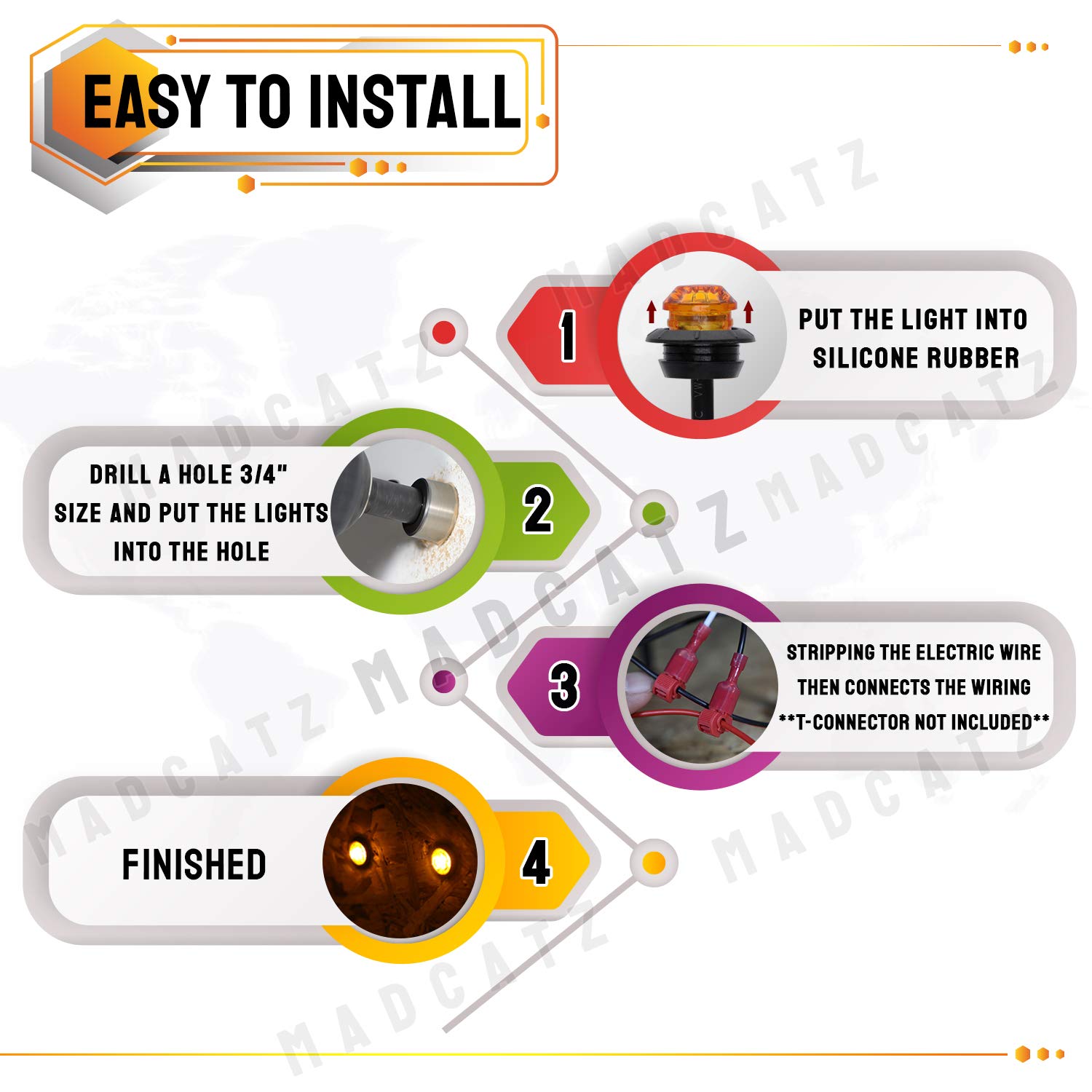 Luces Indicadoras Lateral con 3 LED 100 Ámbar 100 Rojo Mini - Imagen 6