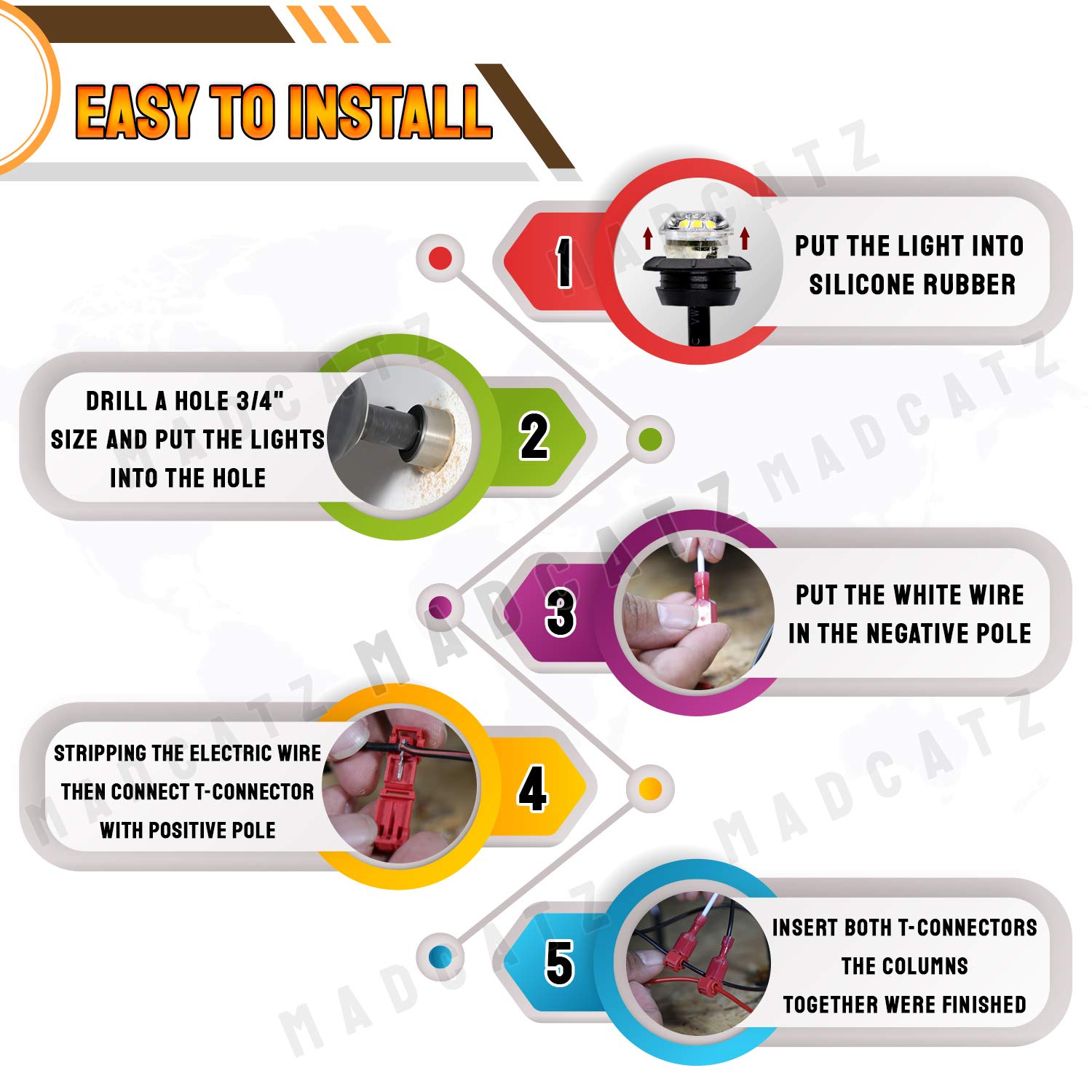 Luces Marcadoras Laterales 3/4 Pulgadas Clear Amber 3 Led - Imagen 7