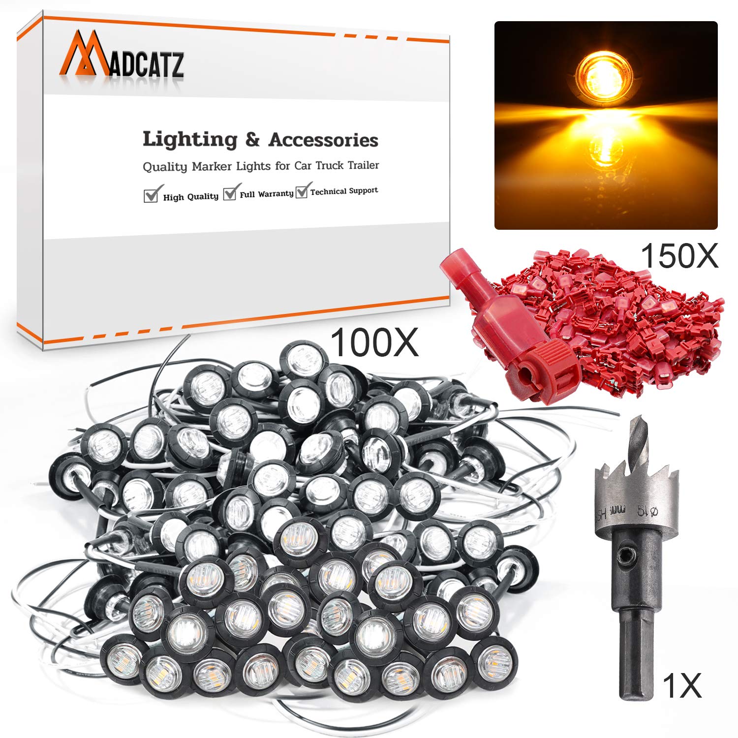 Luces Marcadoras Laterales 3/4 Pulgadas Clear Amber 3 Led - Imagen 3