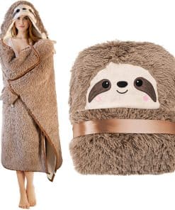 Manta con capucha para adultos con diseño de perezoso -