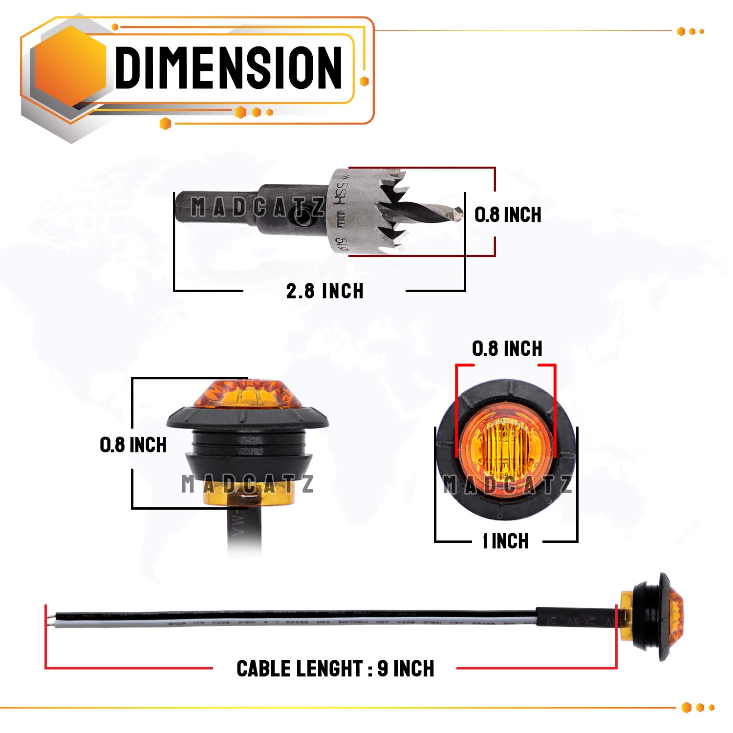 Luces Indicadoras Lateral con 3 LED 100 Ámbar 100 Rojo Mini - Imagen 4