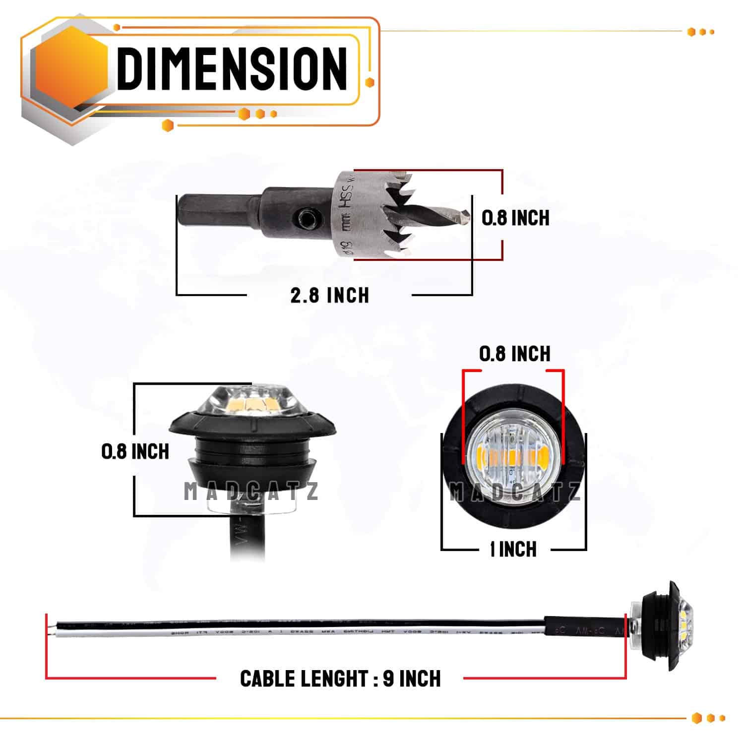 Pack de 200 Luces Marcadoras Laterales Mini Redondas de 3/4 - Imagen 4