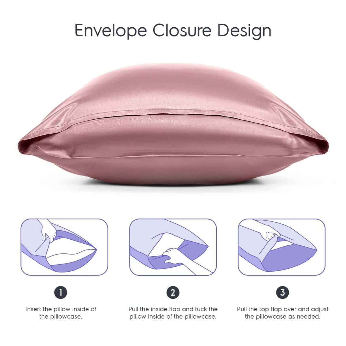 Funda de Almohada de Seda 100% Pura de Morera -Rosa - Imagen 7