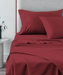 Juego de sábanas 100% algodón color Rojo Río para cama