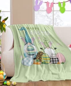 Manta de Franela Fleece para Pascua con Gnomos y Huevos de