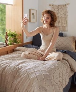 Bedsure Boho Twin Duvet Cover - Ropa de Cama -Beige