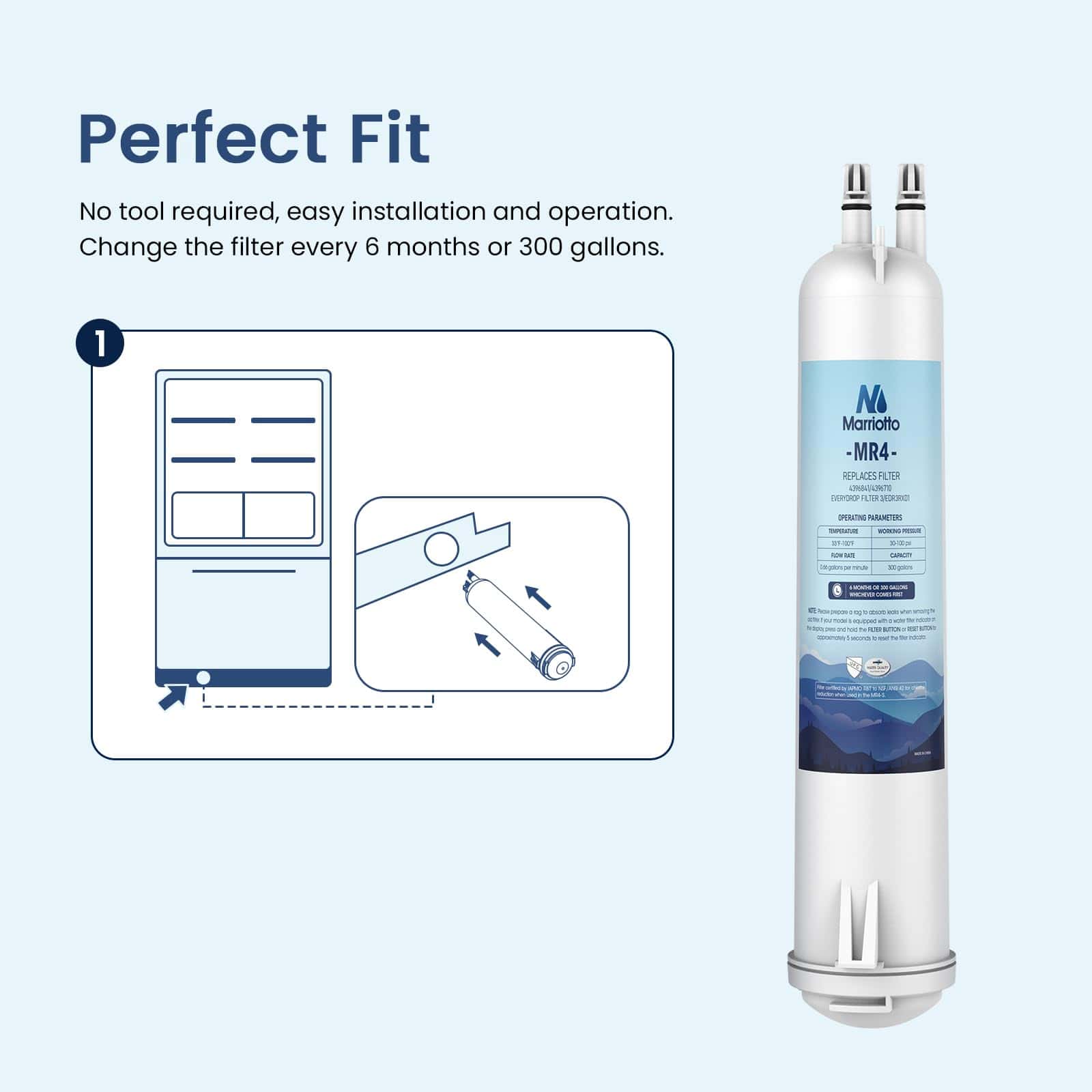 Filtro de agua para refrigerador MARRIOTTO MRW4 compatible - Imagen 5