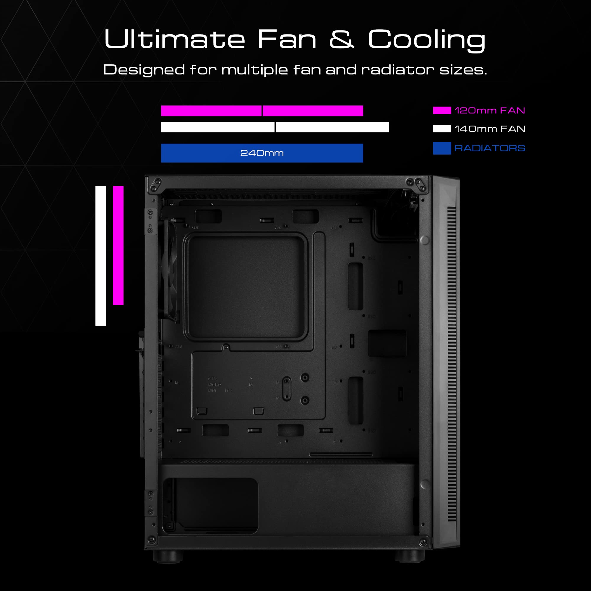 GAMDIAS Torre de ordenador para juegos de gama media ATX - Imagen 4