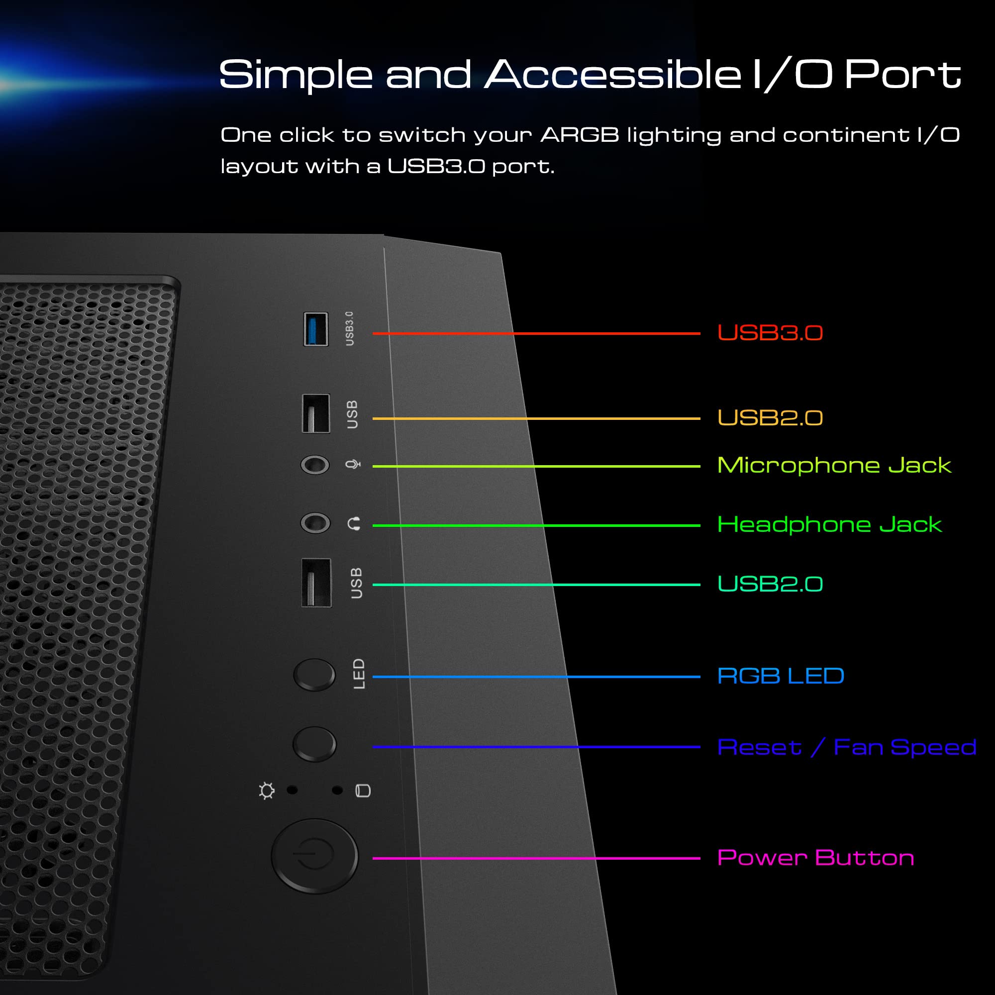 GAMDIAS Torre de ordenador para juegos de gama media ATX - Imagen 8