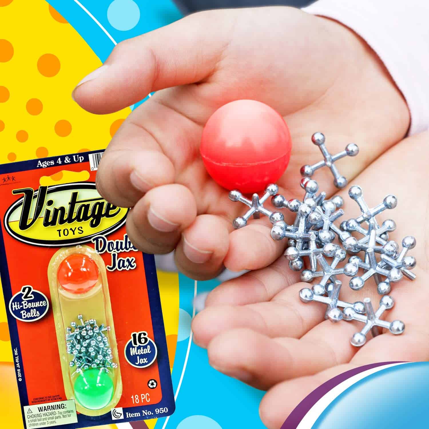 JA-RU Vintage Metal Jacks Game Set/Two Bouncy Balls. (12 - Imagen 4