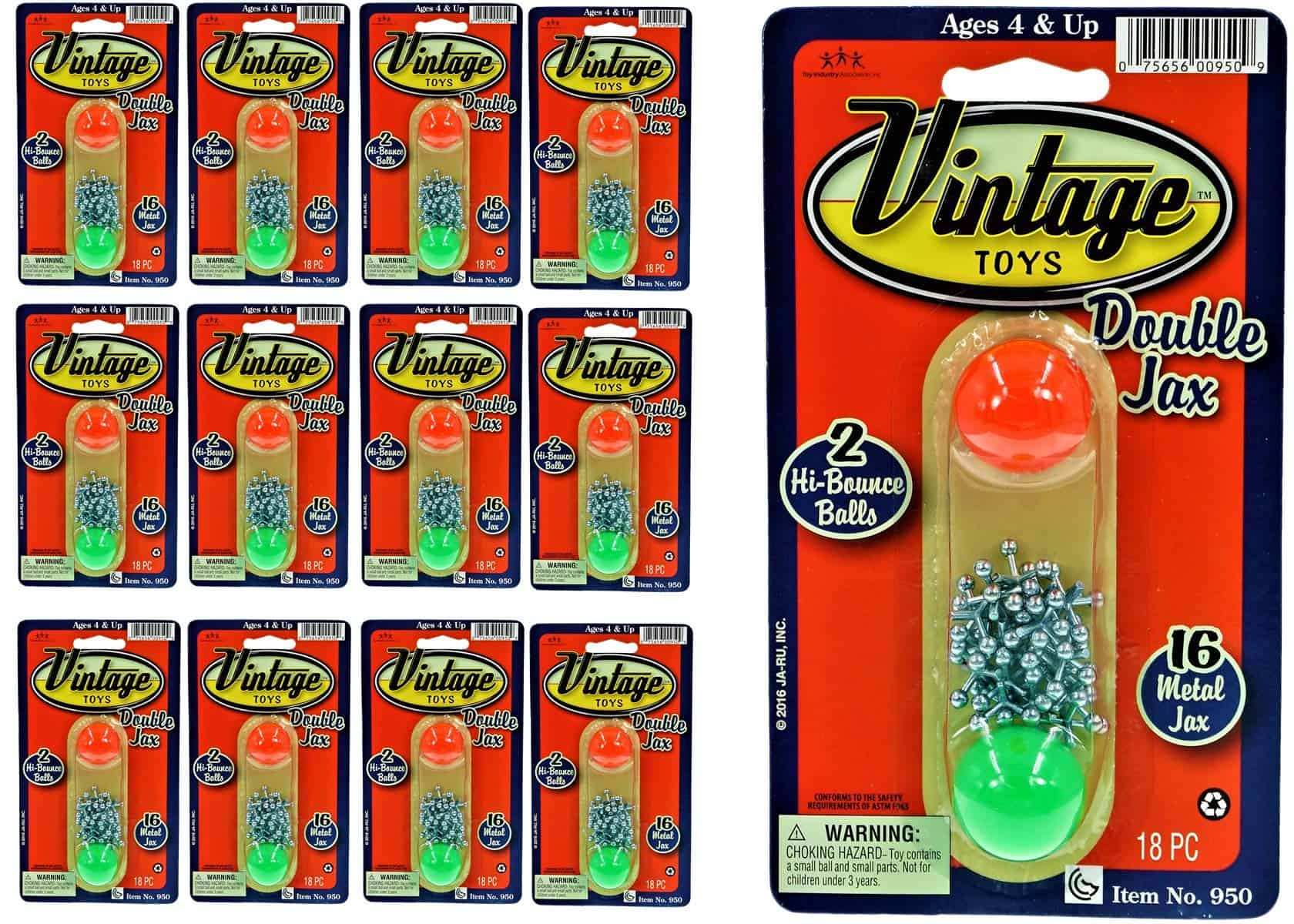 JA-RU Vintage Metal Jacks Game Set/Two Bouncy Balls. (12