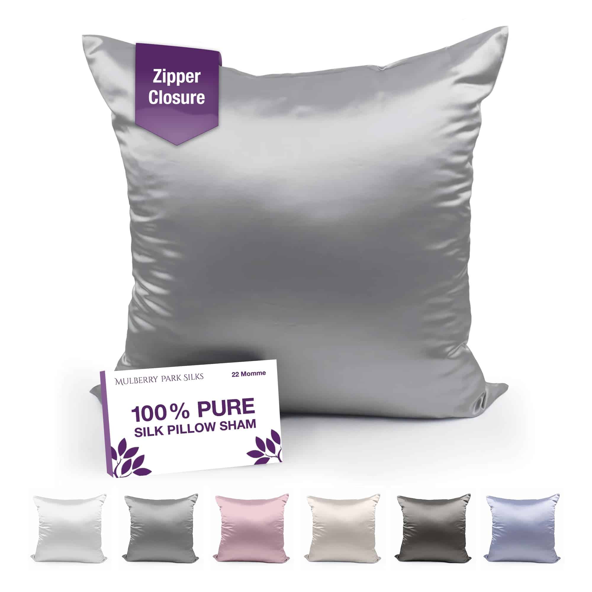 Funda de almohada de seda 100% Mulberry Park -Plateado