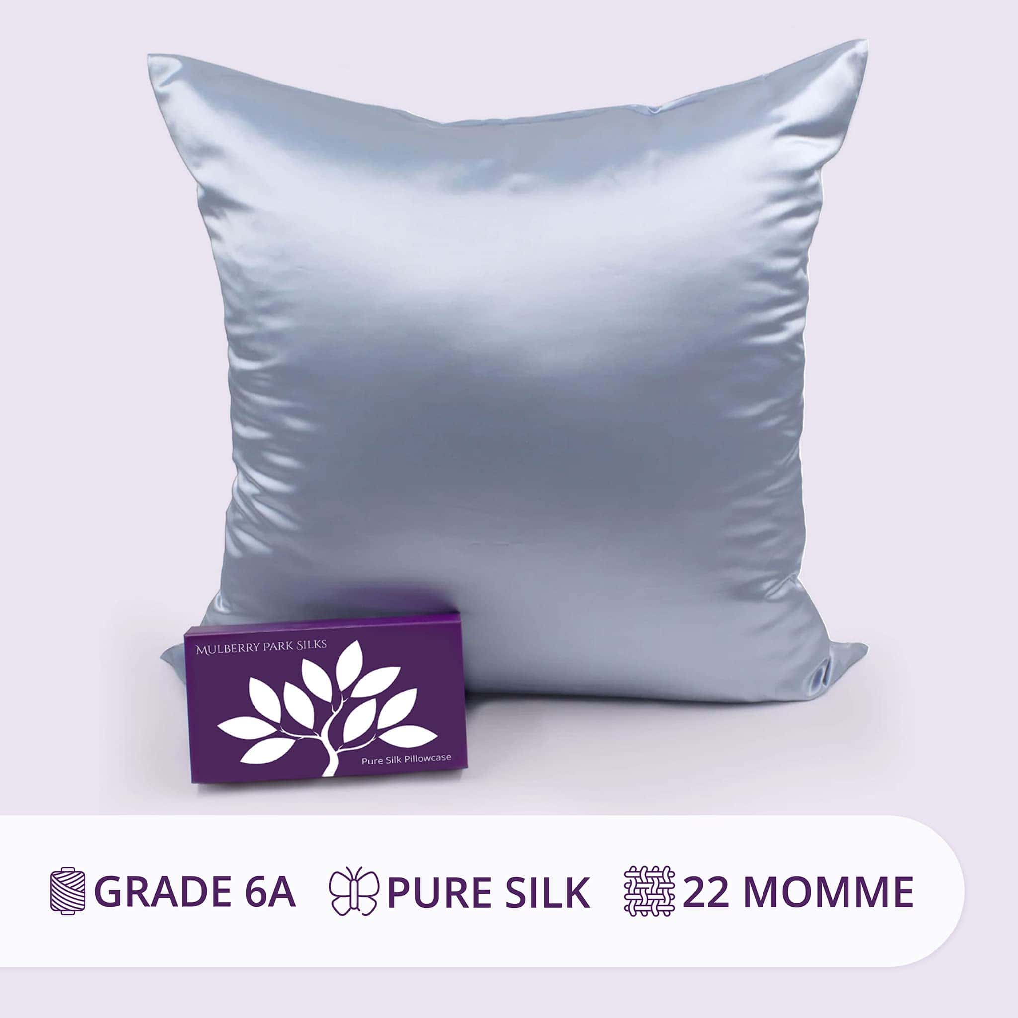 Funda de almohada de seda 100% Mulberry Park -Azul acero - Imagen 6
