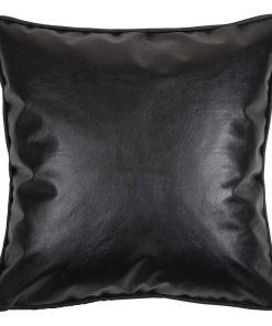 Funda de Cojín de Piel Sintética de Litchi PU Negra 18" x