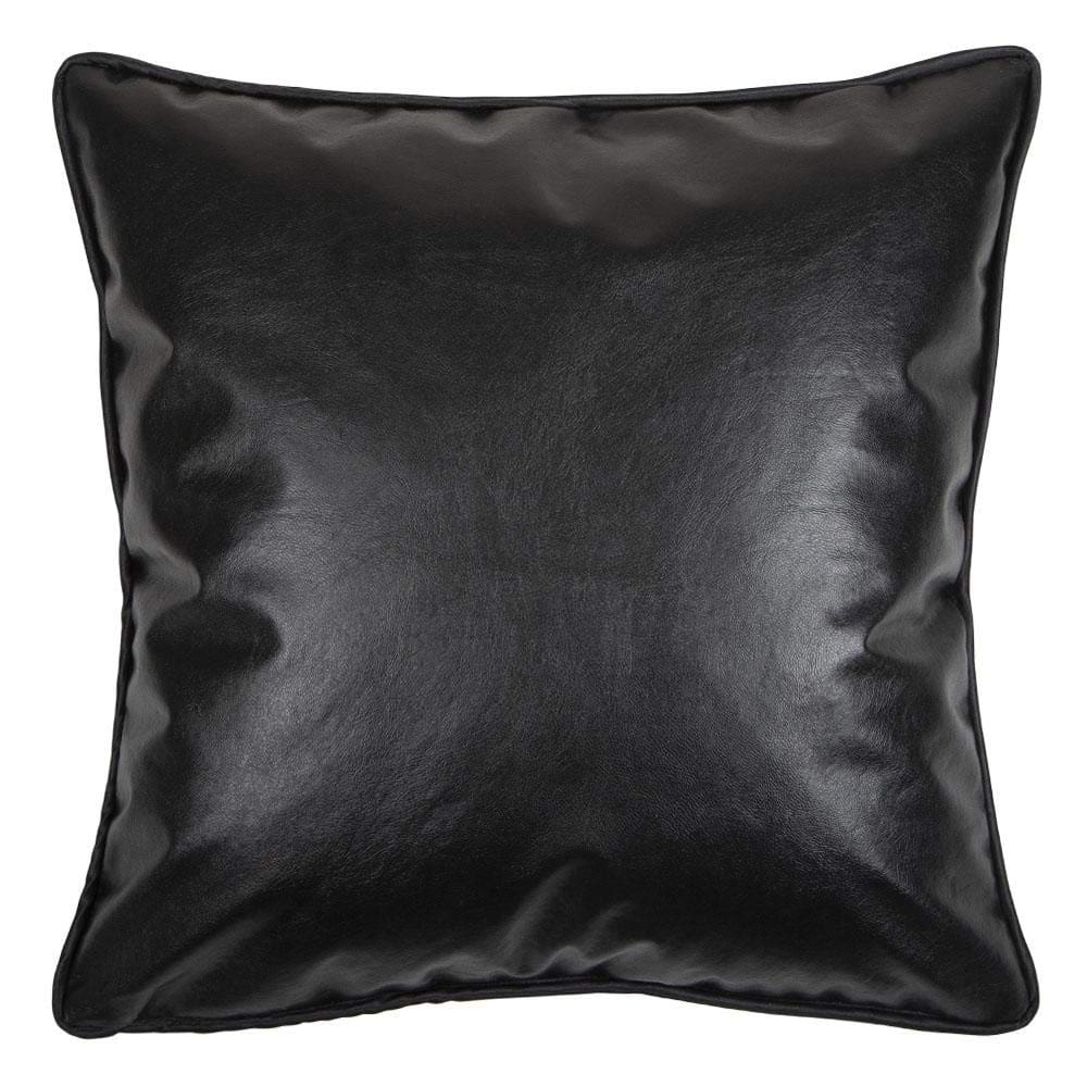 Funda de Cojín de Piel Sintética de Litchi PU Negra 18" x