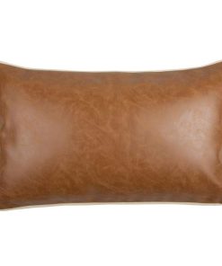 Funda de almohada/cojín lumbares de piel sintética marrón