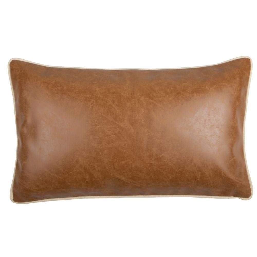Funda de almohada/cojín lumbares de piel sintética marrón