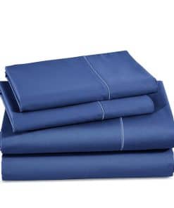 Juego de Sábanas de Algodón 100% de 600 Hilos - -Azul Oscuro