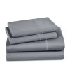 Juego de Sábanas 100% Algodón de 600 Hilos-Gris Franela-Set