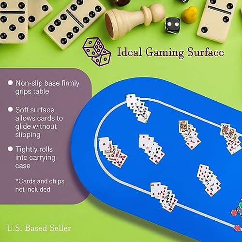 Tapete de póker Jigitz Azul y Blanco 70 x 35 pulgadas - Imagen 4