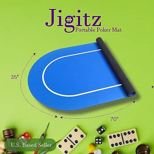 Tapete de póker Jigitz Azul y Blanco 70 x 35 pulgadas - Imagen 3