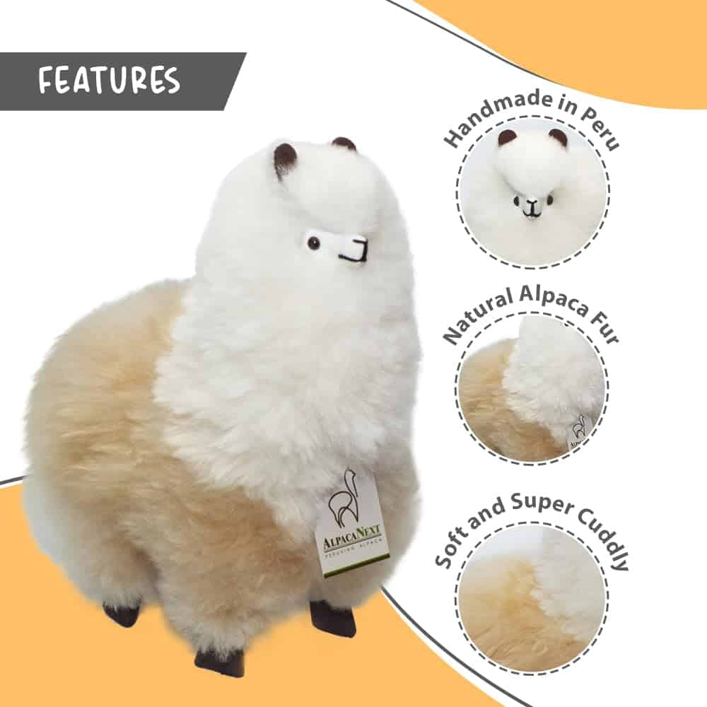 Peluche de AlpacaNext Llama - 12 pulgadas. -Beige y Blanco - Imagen 7