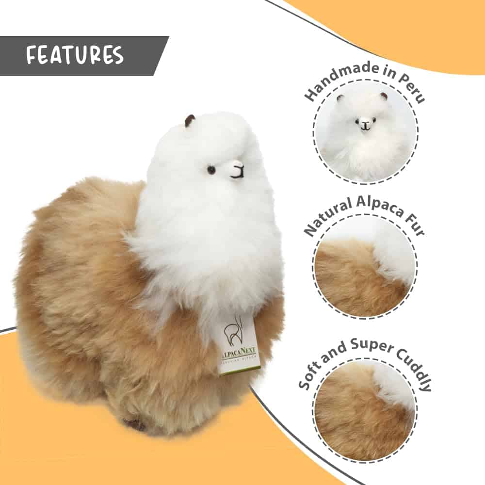 Peluche de Llama AlpacaNext - 12 pulgadas. -Marrón y Blanco - Imagen 4