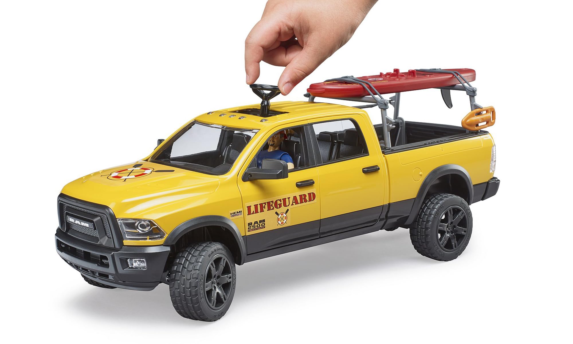 BRUDER RAM 2500 Power Wagen Lifeguard con Figura, Tabla de - Imagen 4