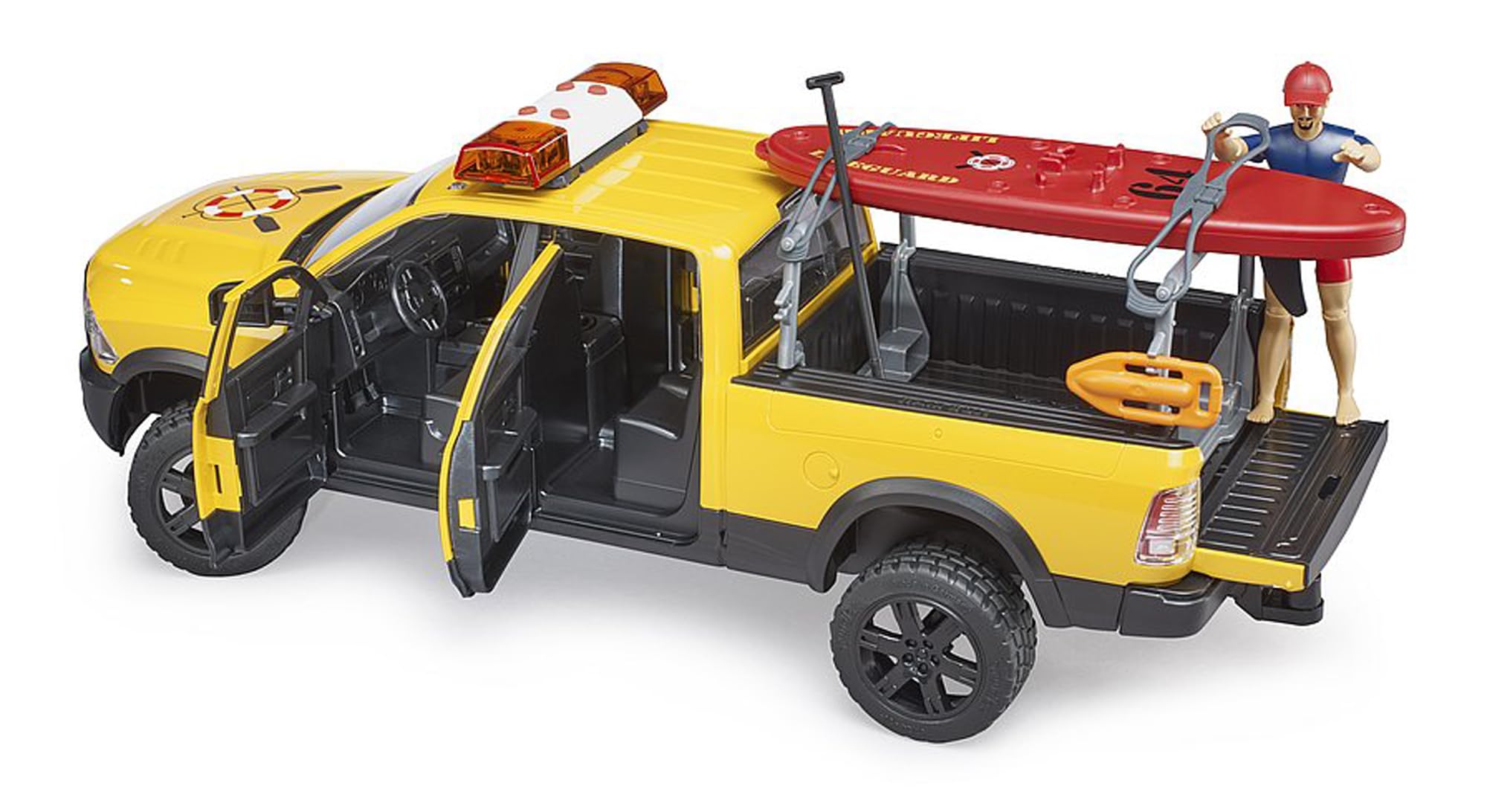 BRUDER RAM 2500 Power Wagen Lifeguard con Figura, Tabla de - Imagen 5