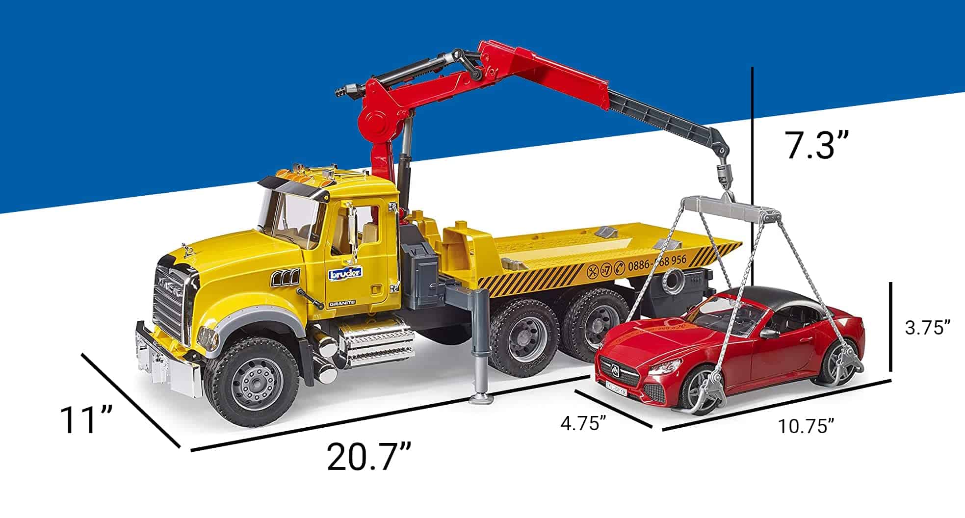 Camión de Remolque Mack Granite con Coche Roadster Bruder - Imagen 7