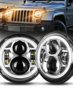 Faros LED de Halo de 7 pulgadas en cromo redondos DOT