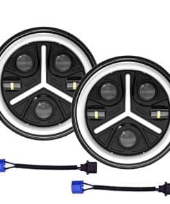 Par de Faros Redondos de LED Halo Negro de 7" con Luz Alta