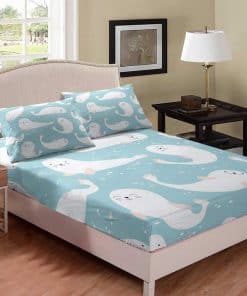 Juego de sábana de fondo azul claro para niños y