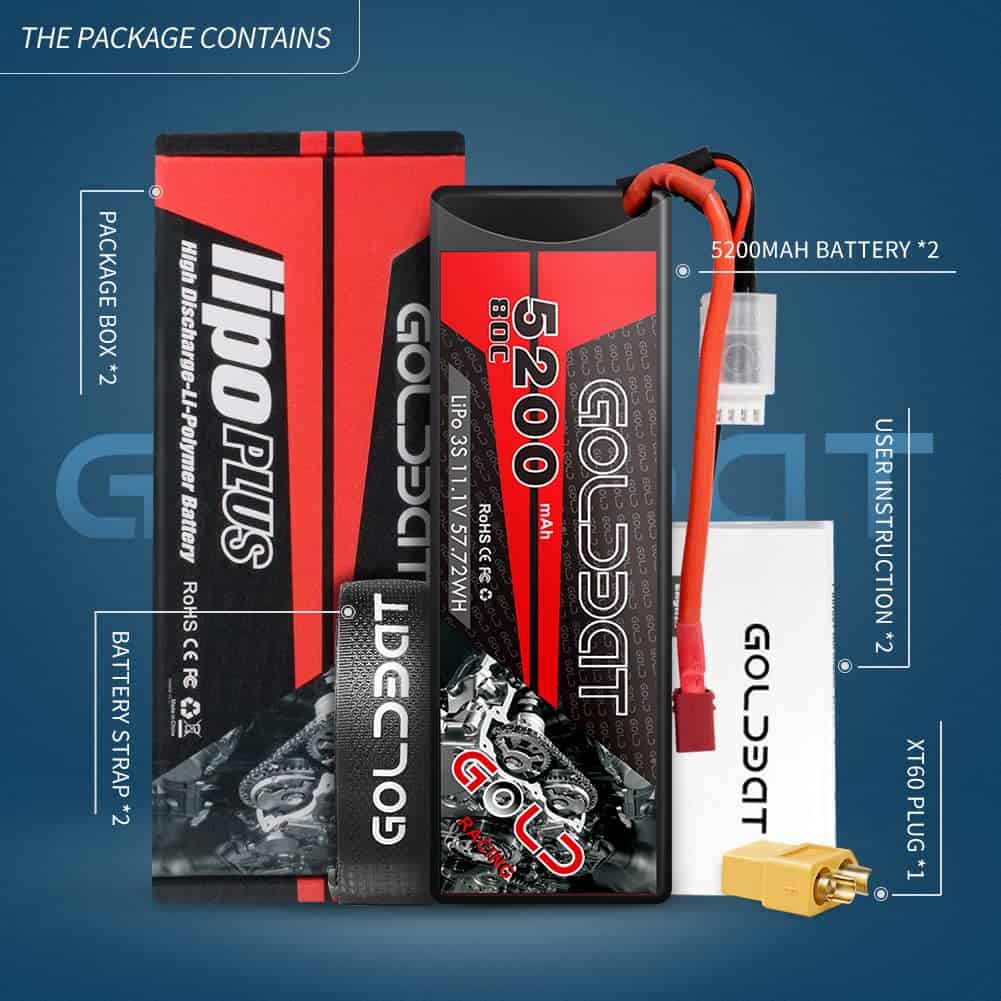 Batería de LiPo GOLDBAT 3S 5200mAh 80C 11.1V con estuche - Imagen 7