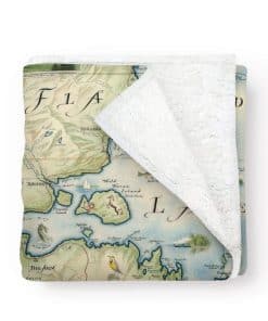 Manta de Lana con Mapa del Lago Flathead de Montana - Arte