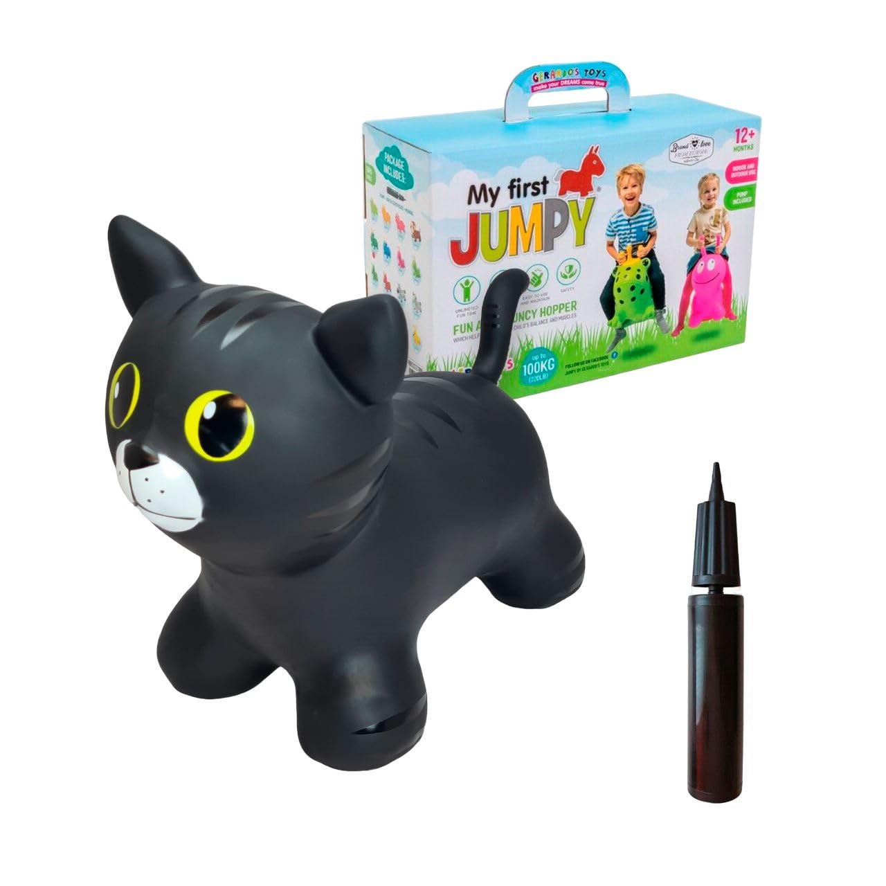 GERARDO'S Toys - Kids Bouncy Animal Hopper - Gato Negro |