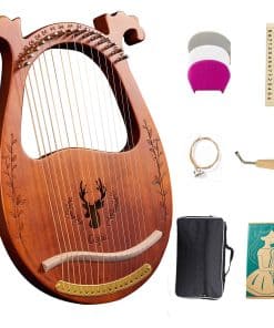 Arpa de Lira de 16 Cuerdas de Madera Maciza de Caoba con