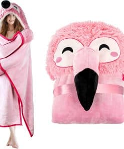 Manta con capucha para adultos con diseño de flamenco -