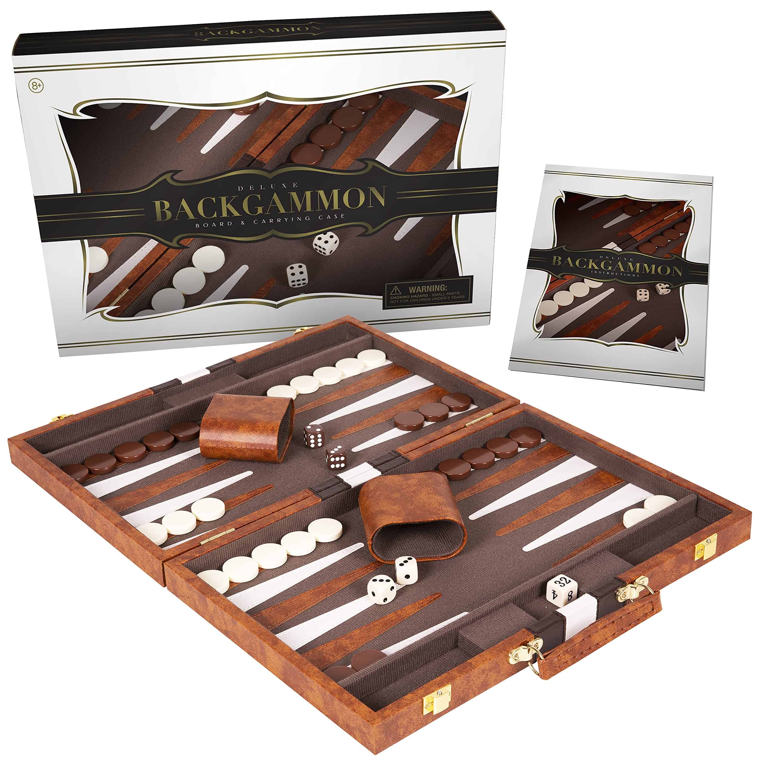 Juego de Backgammon 18 pulgadas, Grande - -Brown