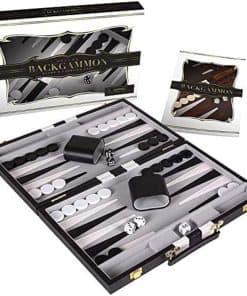 Backgammon Set 18 pulgadas, Grande - Juego de -Negro