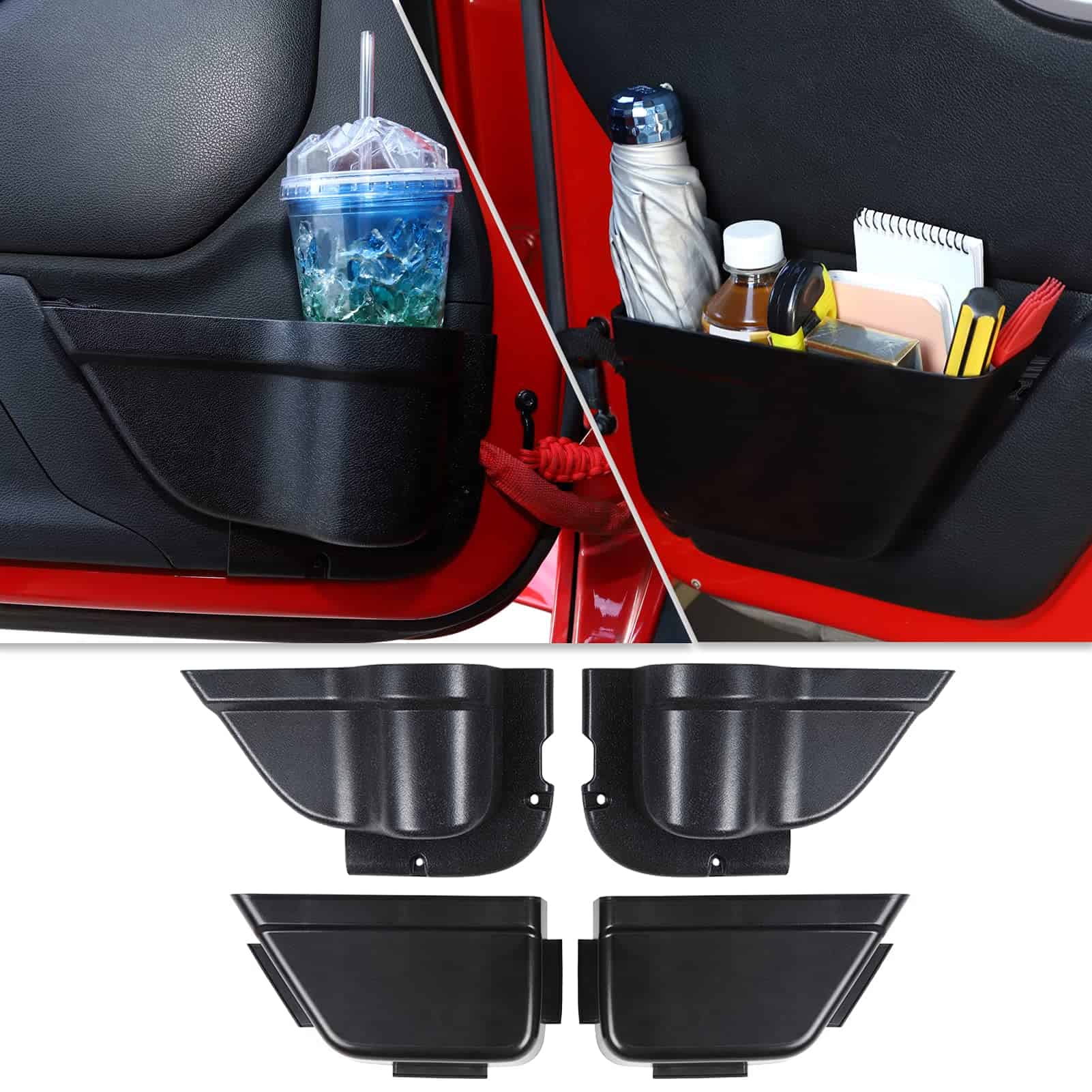 Caja de almacenamiento delantero y trasero para la puerta,