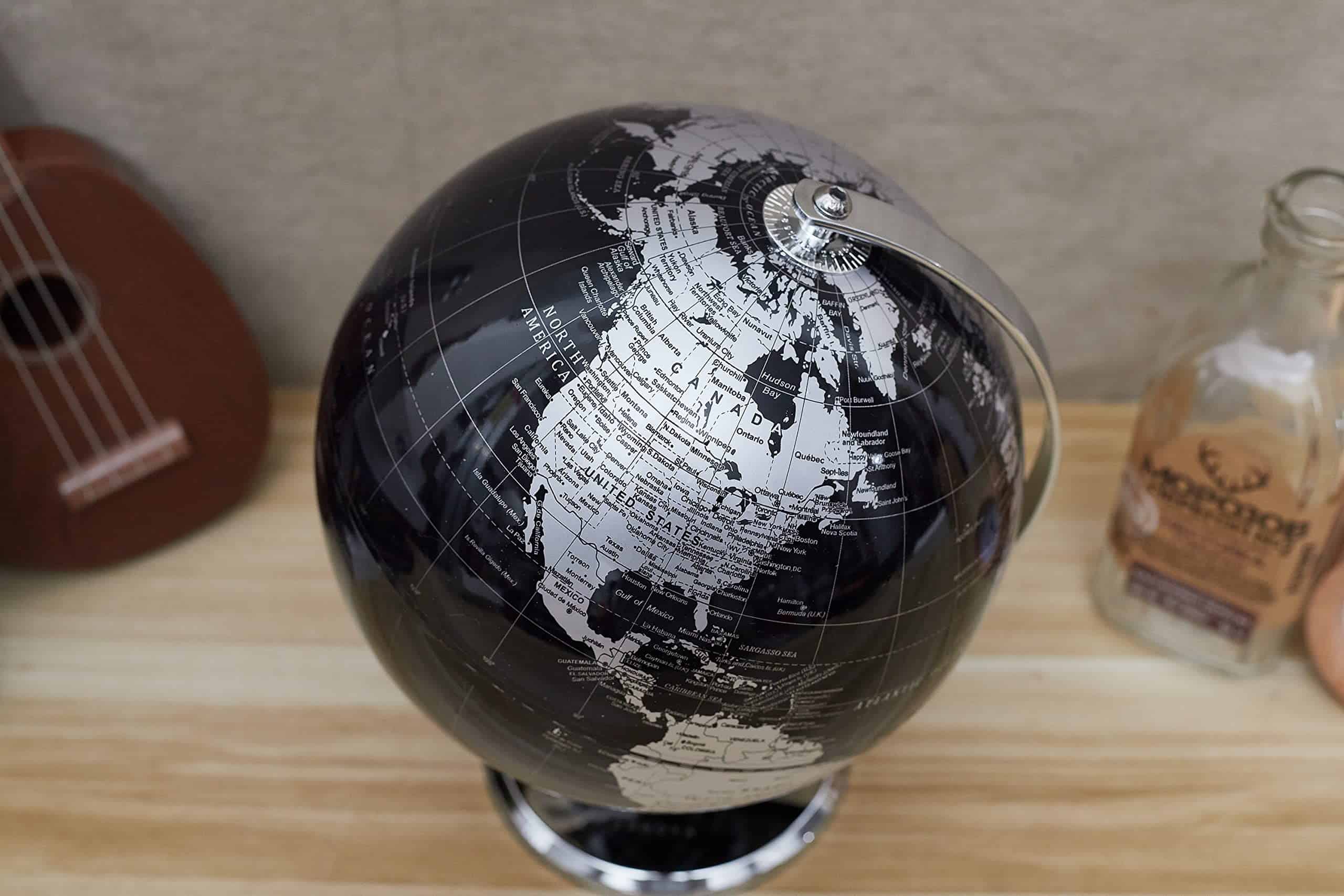 ANNOVA Globo del Mundo Metálico Negro - Decoración de - Imagen 8
