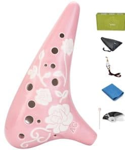 Ocarina con relieve de rosa idílica en forma de submarino