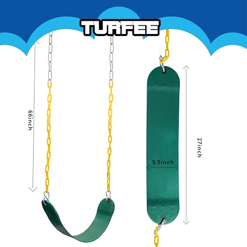 TURFEE 3 Pack Green Swing Seats Heavy Duty with 66" Chain, - Imagen 7